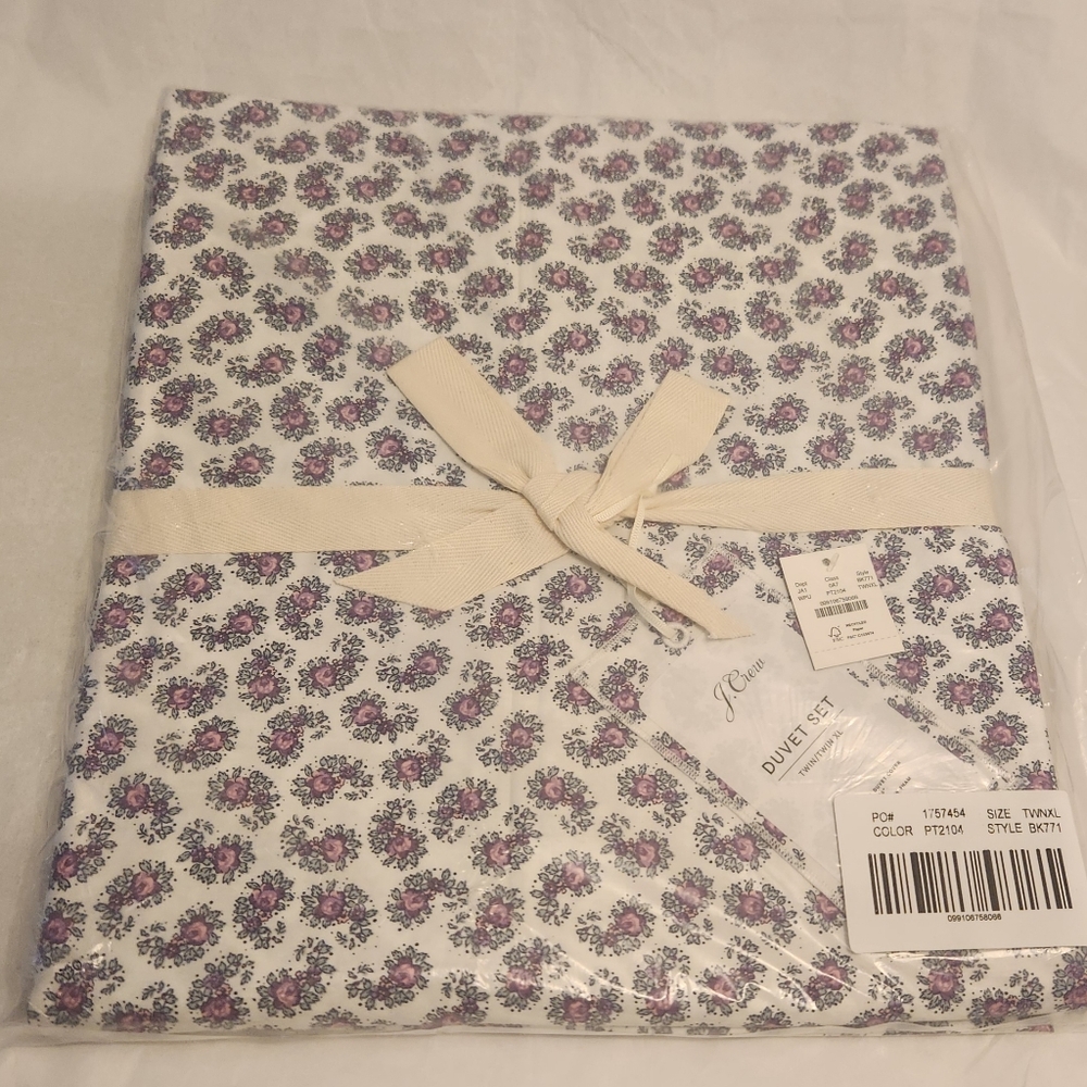 J.Crew XL Twin Purple Paisley Duvet Set